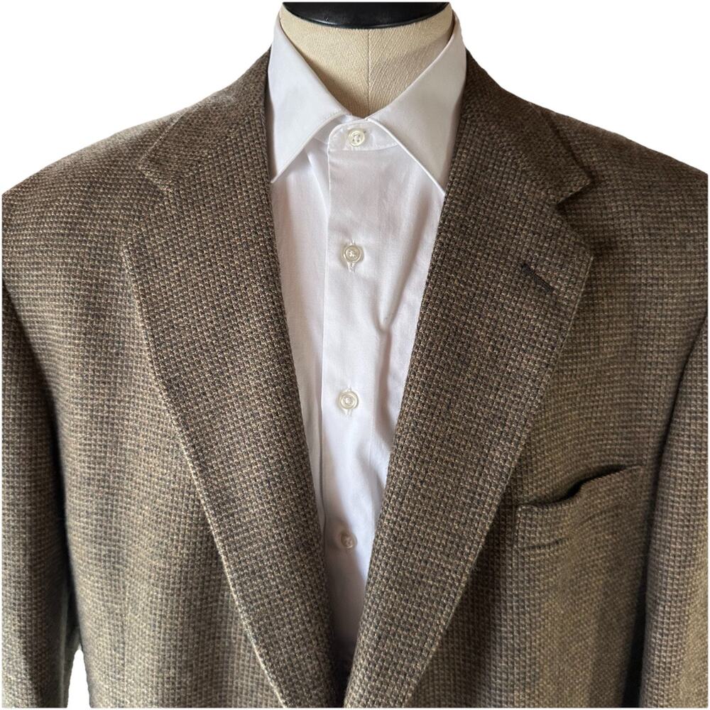 Corporate Casuals Sport Coat Men 50L Lambswool Tweed Brown Olive - Picture 3 of 10